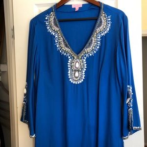 Lily Pulitzer beaded blue tunic